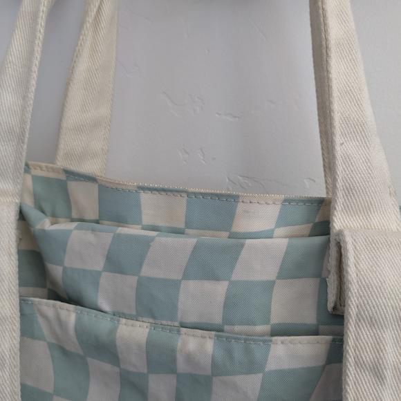 Checkered Tote Bag with Front Pocket - Picture 6 of 13